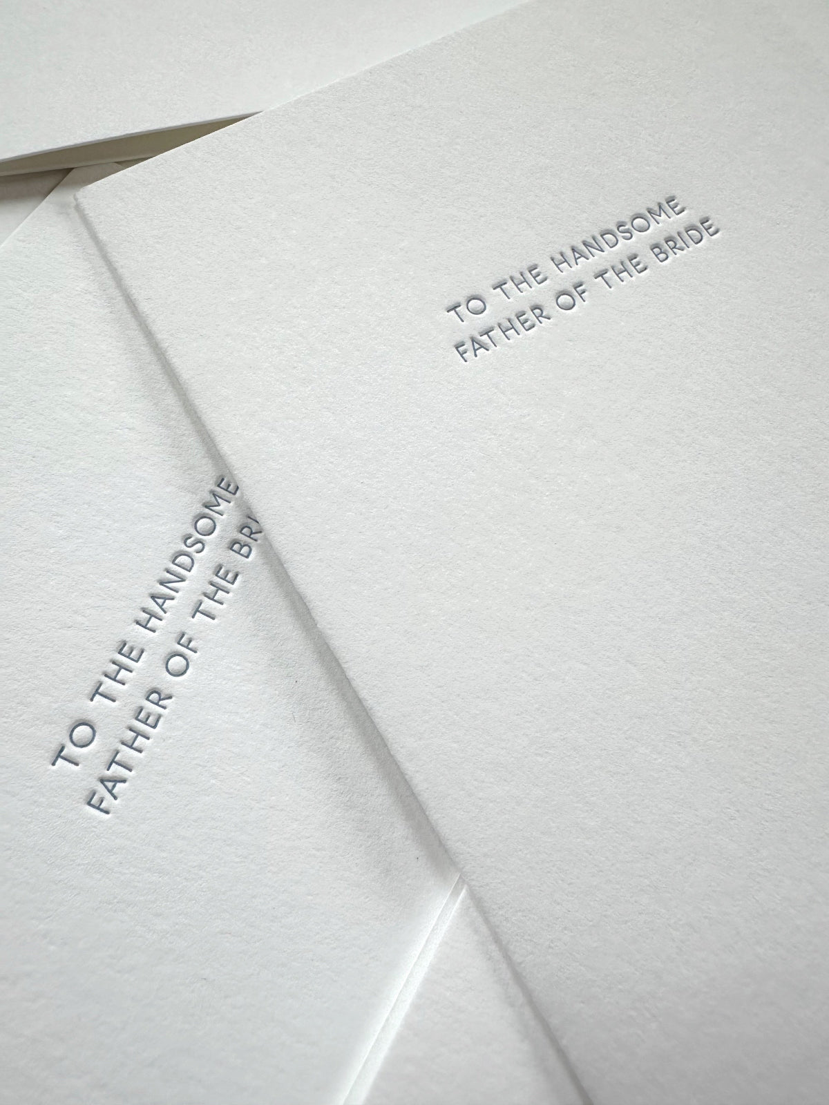 Letterpress white card perfect for the Father of the Bride.