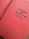Hand-bound Thanksgiving memory journal with -persimmon handmade paper cover, letterpress chocolate ink title, and blank unlined pages inside